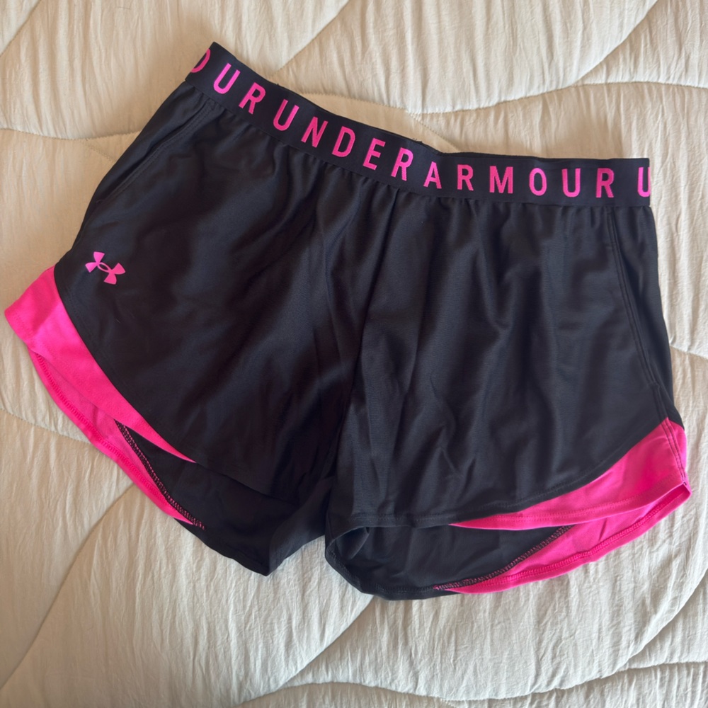 Under Armour Women’s Black & Pink Loose Athletic Shorts